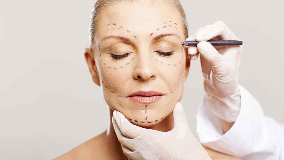 close up of woman undergoing cosmetic surgery
